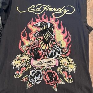 Ed Hardy Black Fire Bird with Rhinestones